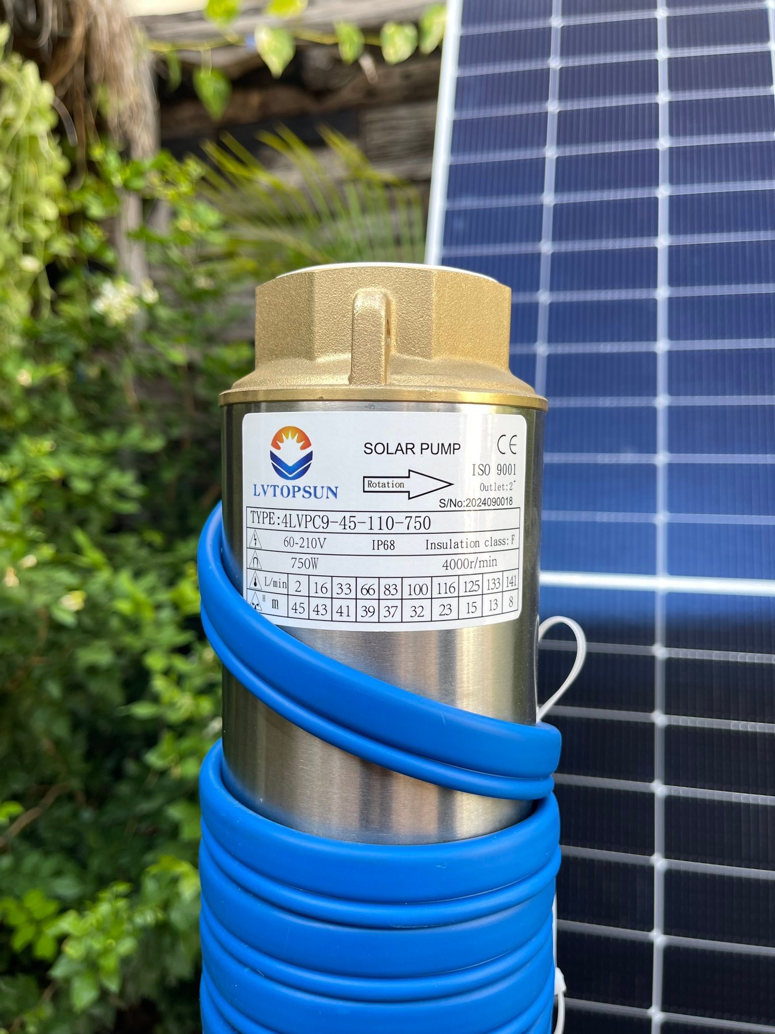 ម៉ូទ័រទម្លាក់អណ្តូង 1HP ទុយោចេញ60 (LVTOPSUN Pump 750W OutLet 2")