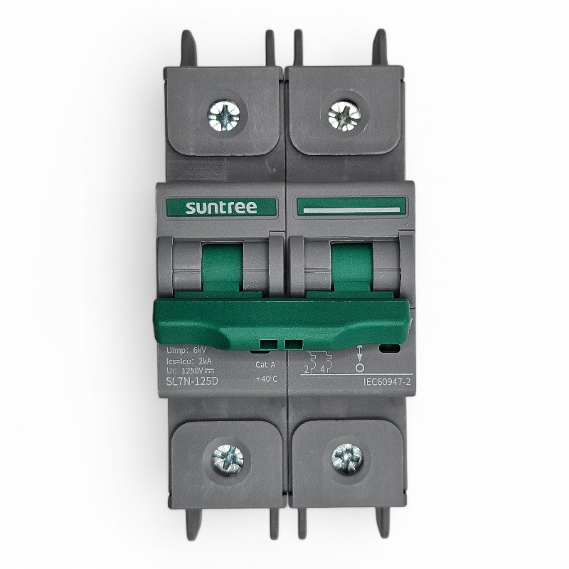 Suntree MCB 2P 1000V 32A (ឌីស្យុងទ័រសូឡាវ៉ុលខ្ពស់) SL7N-125D DC MCB 2P 1000V 32A