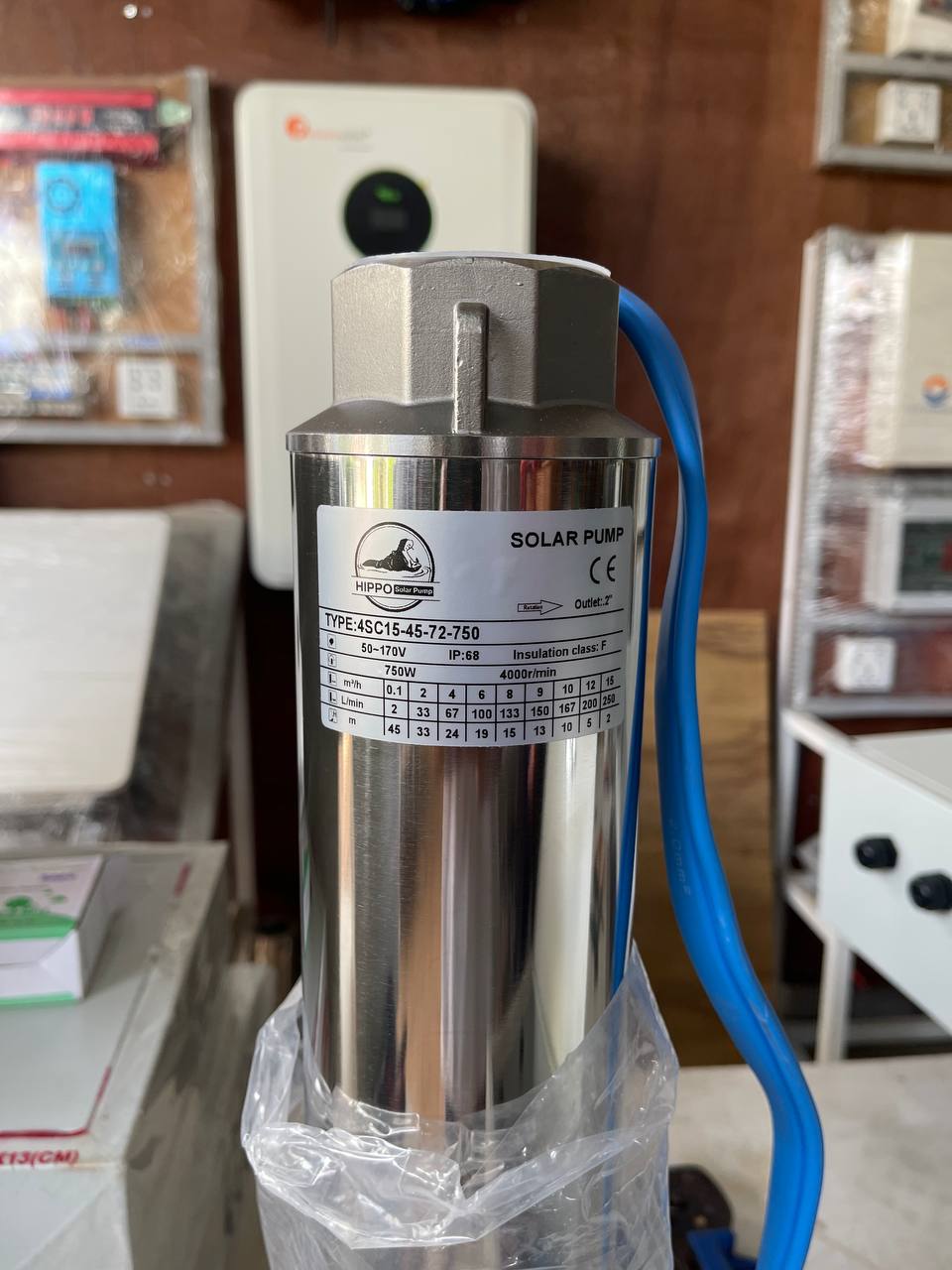 ម៉ូទ័រសូឡាទម្លាក់ ១សេះទុយោ60 HIPPO PUMP (4SC15-45-72-750)