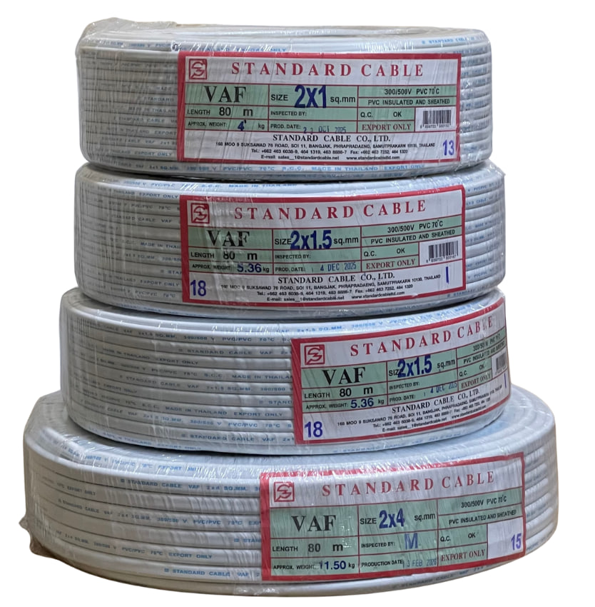 SCCខ្សែភ្លោះរឹង VAF 2 x 1mm² ម៉ាក Standard(ម៉ែត្រ)