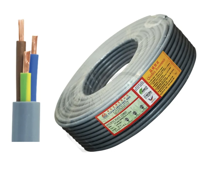 ខ្សែប្រផេះ 2x1mm² ម៉ាក A+(ដុំ/100m), Singapore Standard