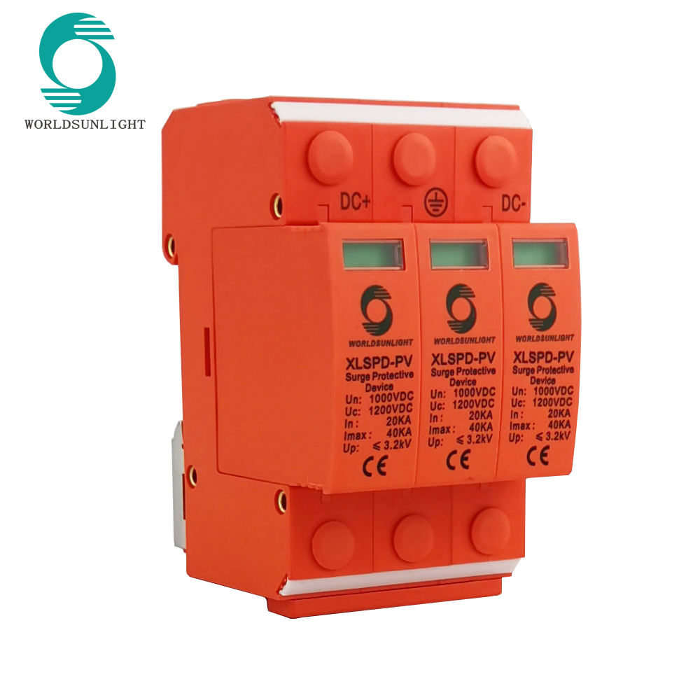 ការពាររន្ទះ 3P 1000V Solar DC Surge SPD WorldSunlight
