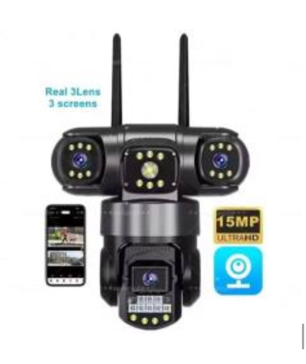 កាមេរ៉ាភ្នែក3 ប្រើភ្លើង 220V WIFI App: V380 PRO (Free មេម៉ូរី 64G)