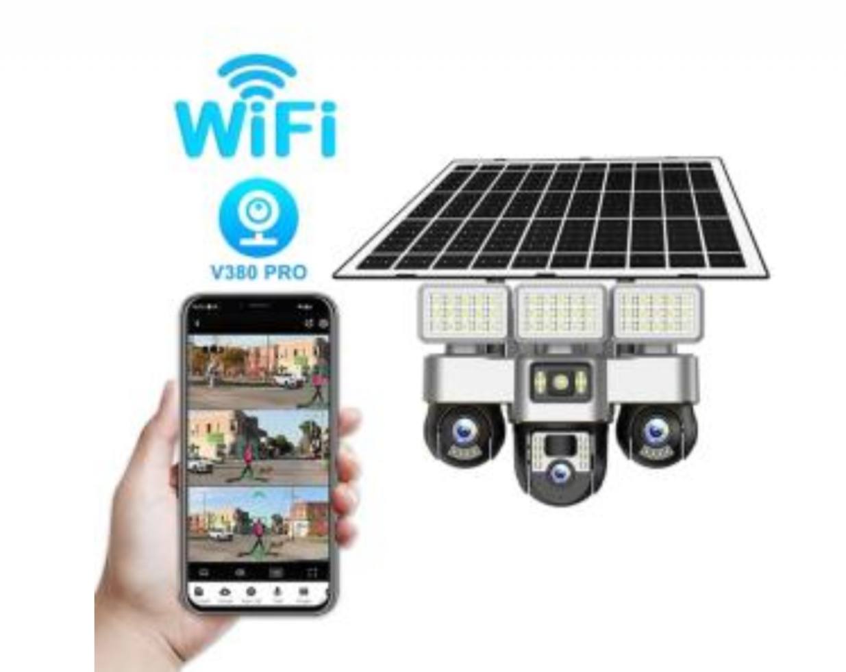 កាមេរ៉ាសារ៉េតាមអេប ប្រើសូឡា Wifi App: V380 PRO (Free មេម៉ូរី 64G)